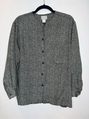 Vtg Esprit daisy Micro Floral Button-Front blouse sz medium
